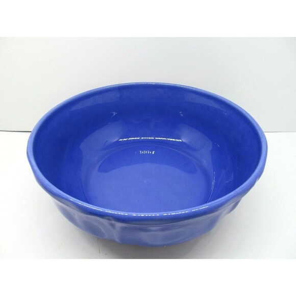 Varages France Luberon 10" Cobalt Blue Embossed Serving Bowl 4" Tall - Picture 7 of 7
